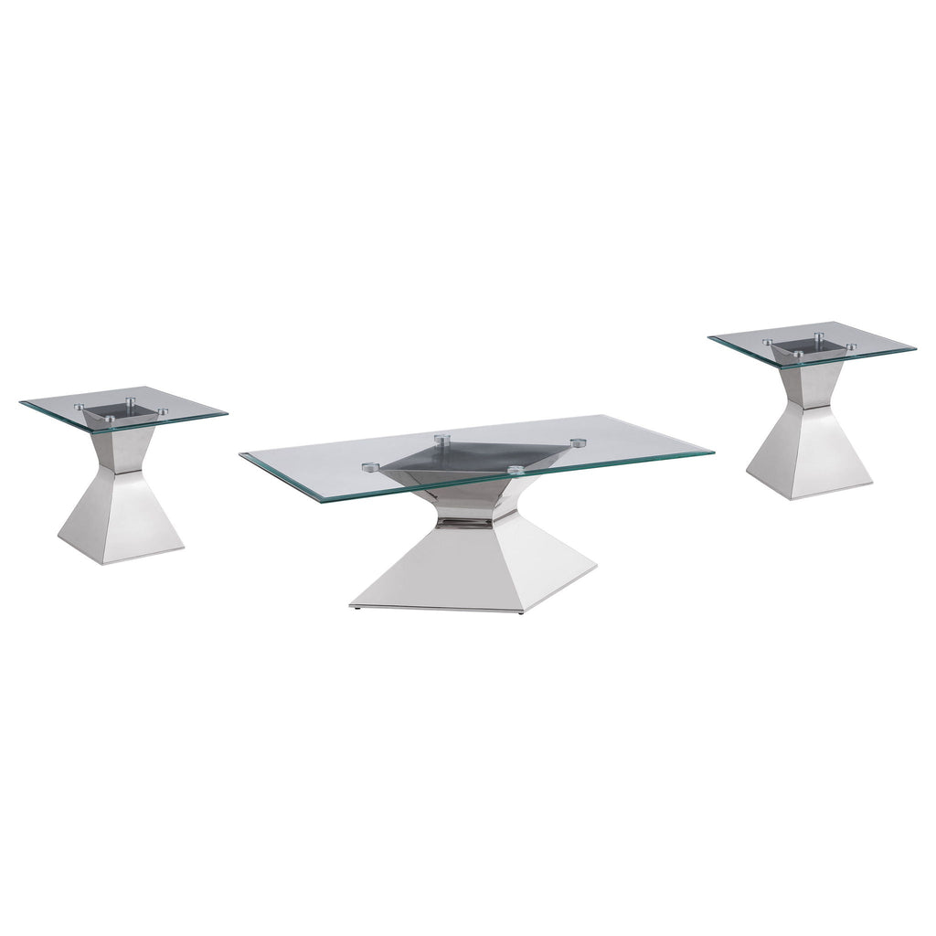 Jenny 3-piece Rectangular Coffee and End Table Set Chrome
