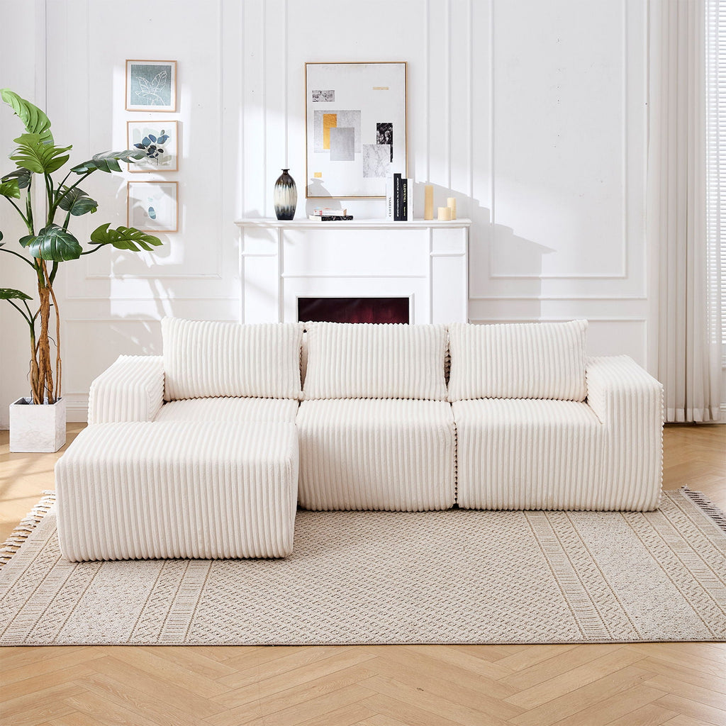 L - Shape Modern Minimalist Modular Sectional Sofa, Upholstered Cloud Couch With Deep Seats