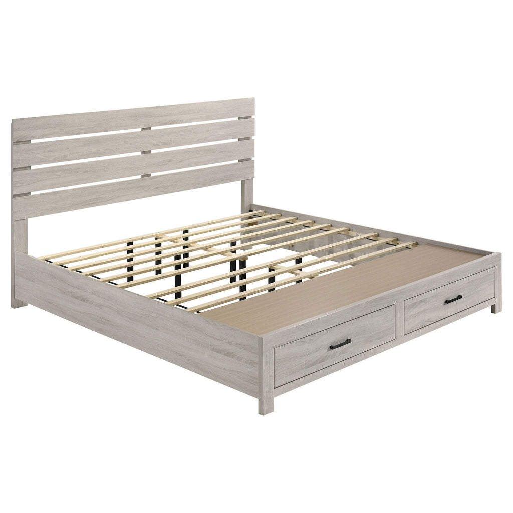 Brantford Wood Eastern King Storage Panel Bed Coastal White
