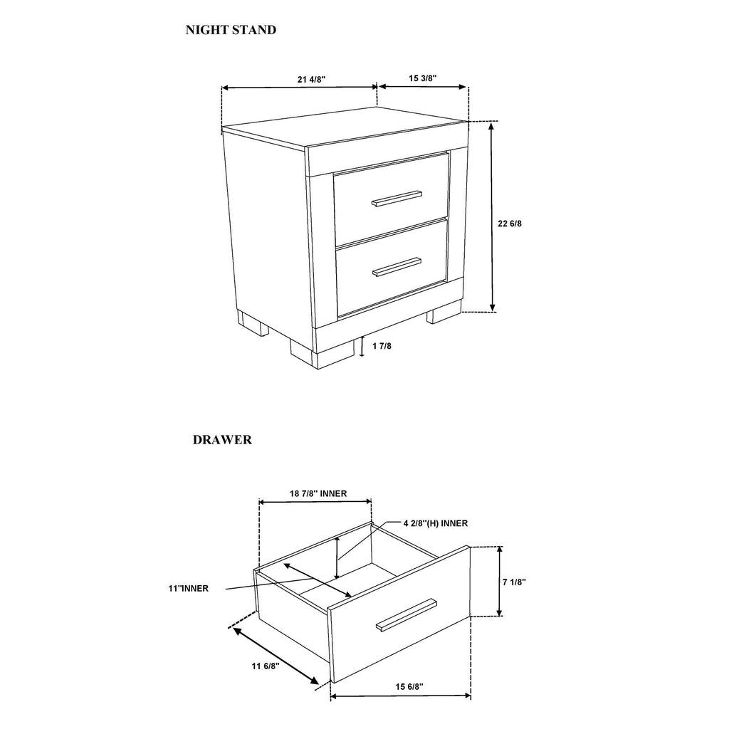 Elsa - 2 Toned Nightstand With Bar Handle And Spacious Drawers