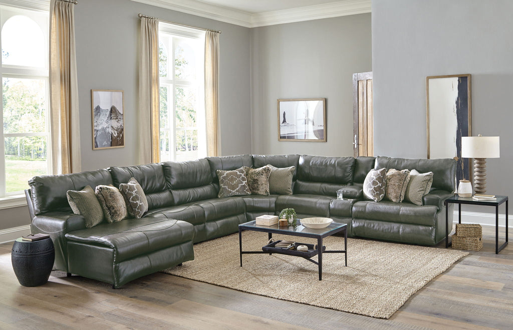 Como - 7 Piece Italian Leather Match Reclining Sectional