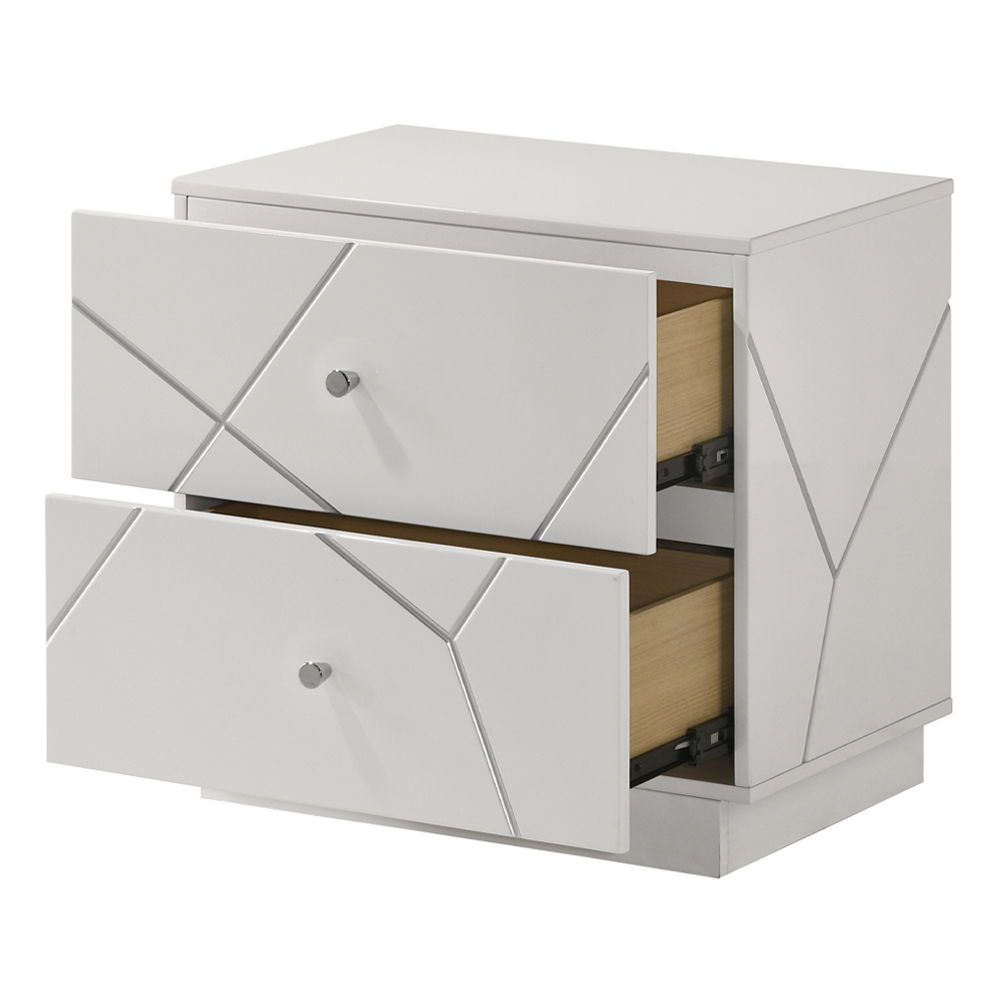 Esther - Nightstand - White / Silver