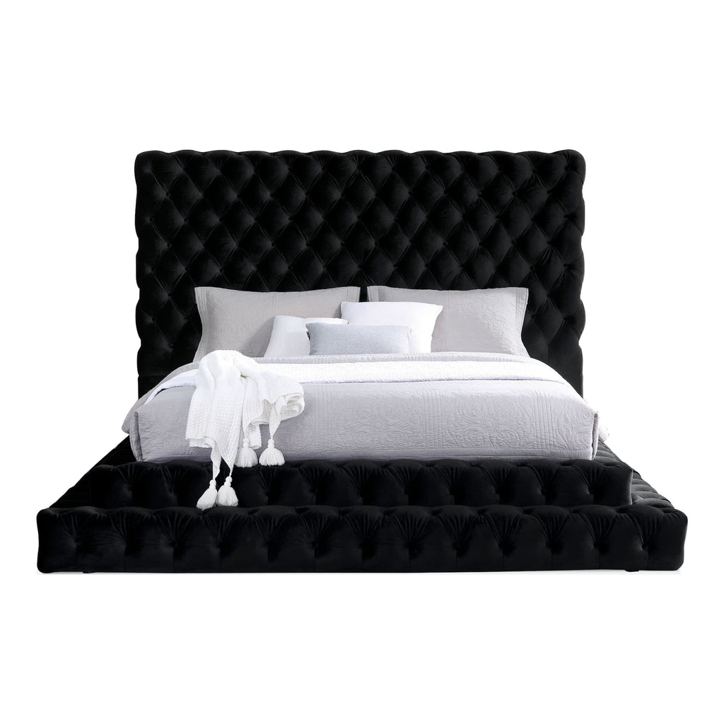 Tufted Oversized Headboard Platform Bed With Fully Upholstered Frame
