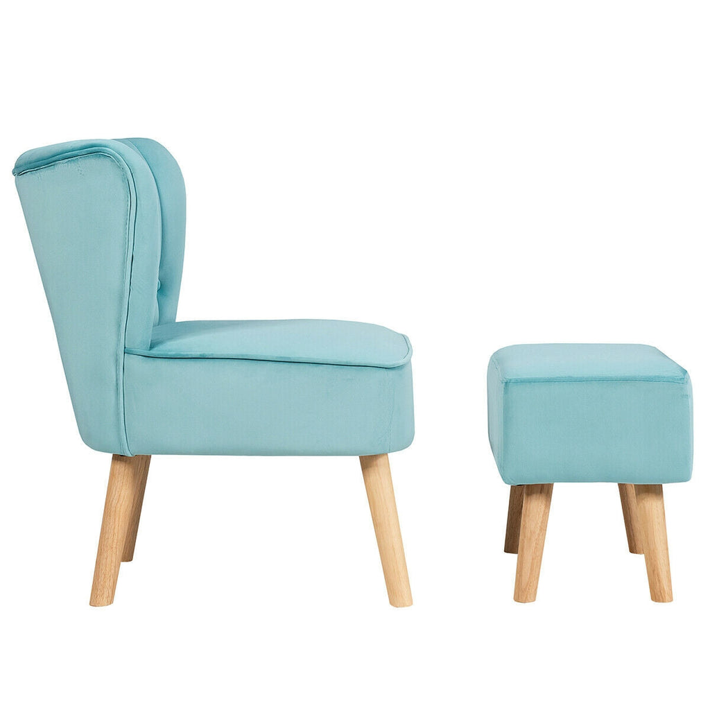 Modern Accent Chair Ottoman Set with Footstool