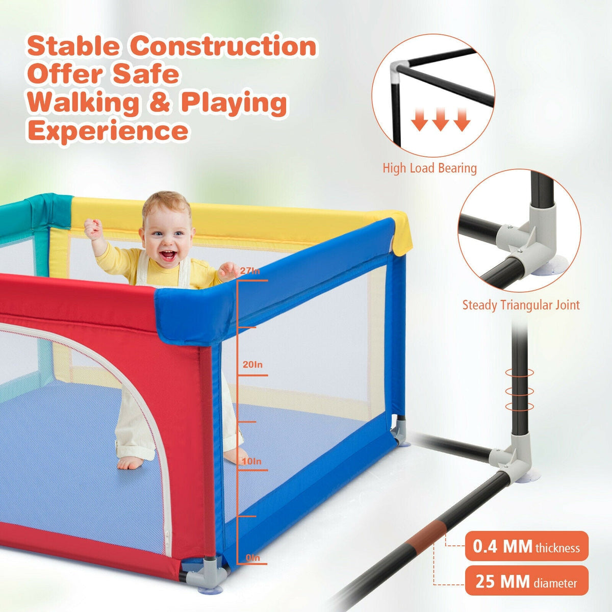 Large Safety Play Center Yard with 50 Balls for Baby Infant