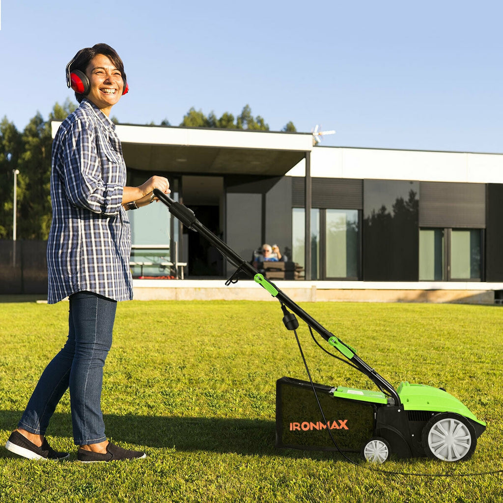 13 Inch 12 Amp Electric Scarifier with Collection Bag and Removable Blades
