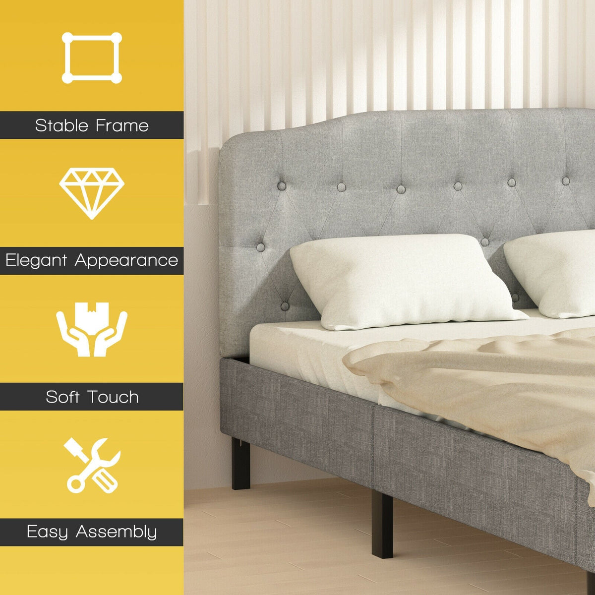 Queen Upholstered Headboard with Adjustable Heights