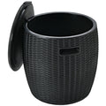 9.5 Gallon 4-in-1 Patio Rattan Cool Bar Cocktail Table Side Table