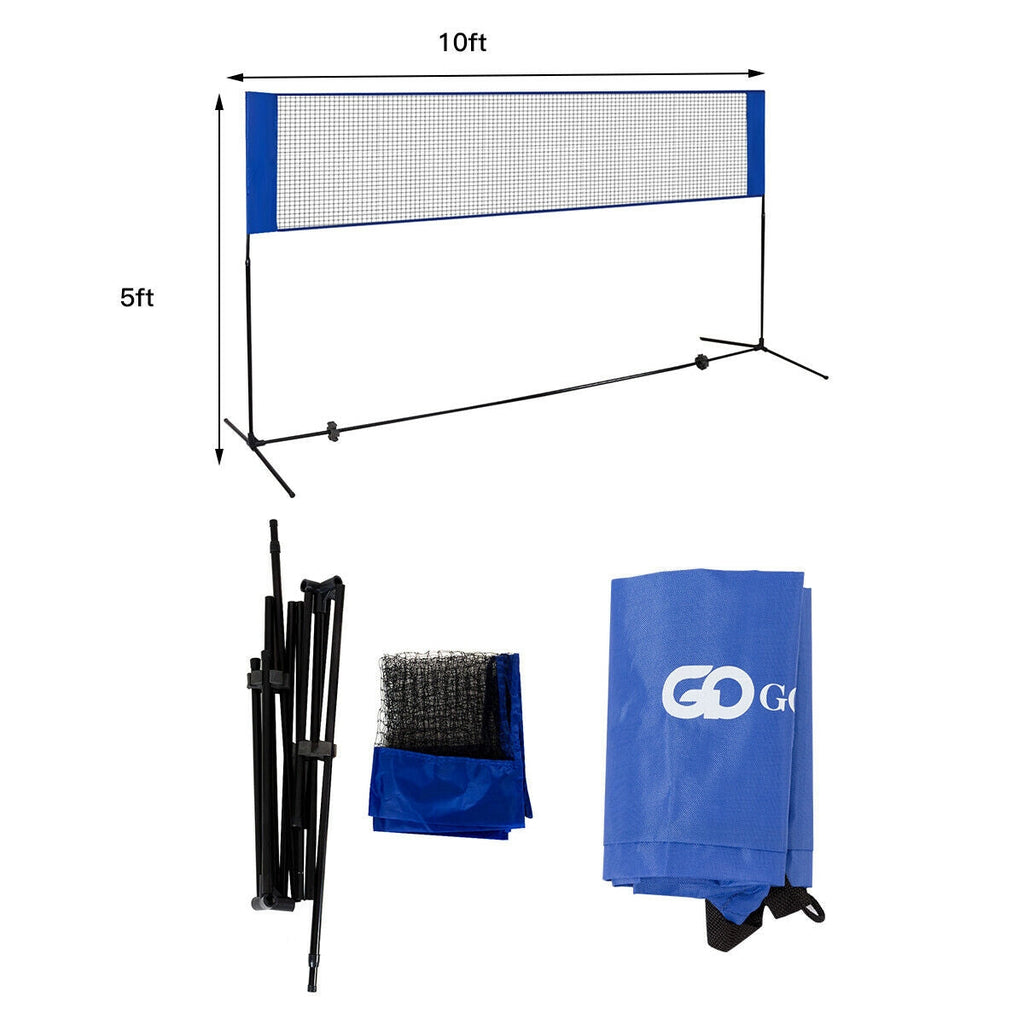 Portable 10 x 5 Feet Beach Badminton Training Net with Carrying Bag