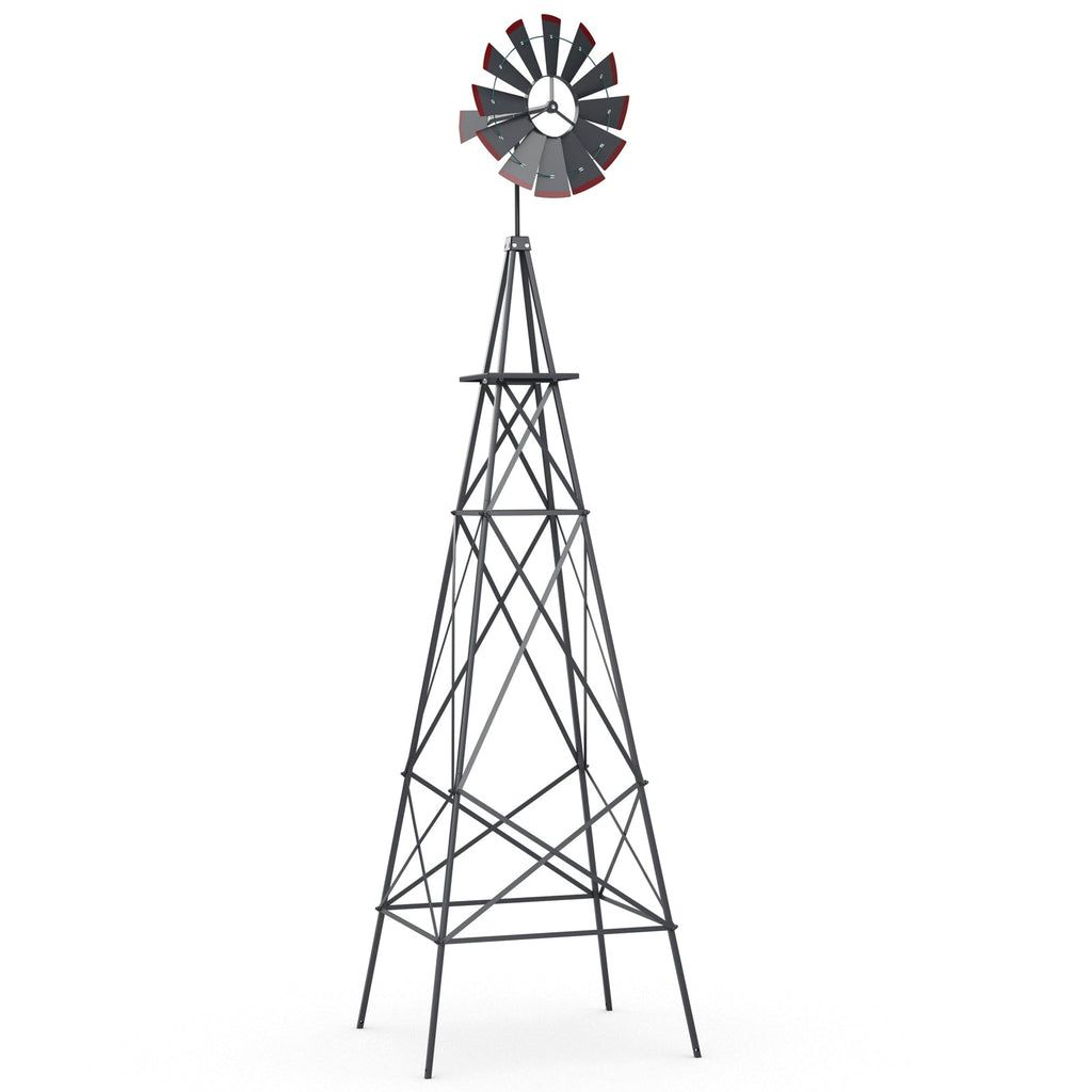 8 Feet Windmill Metal Ornamental Wind Wheel Weather Resistant