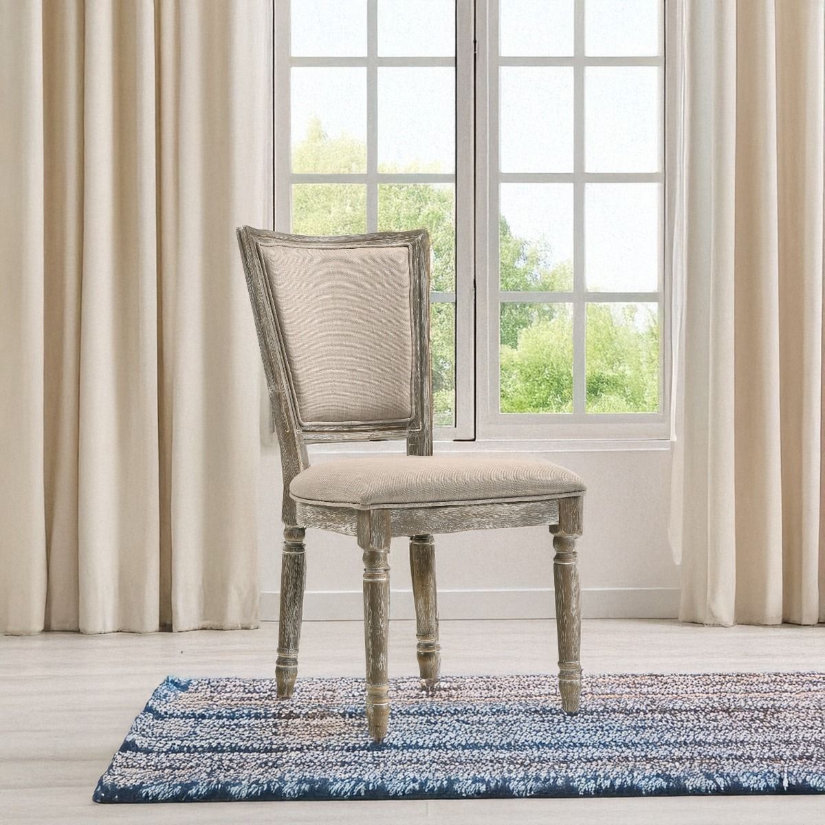 Gabrian - Fabric Side Chair (Set of 2) - Two-Tone Beige & Reclaimed Gray