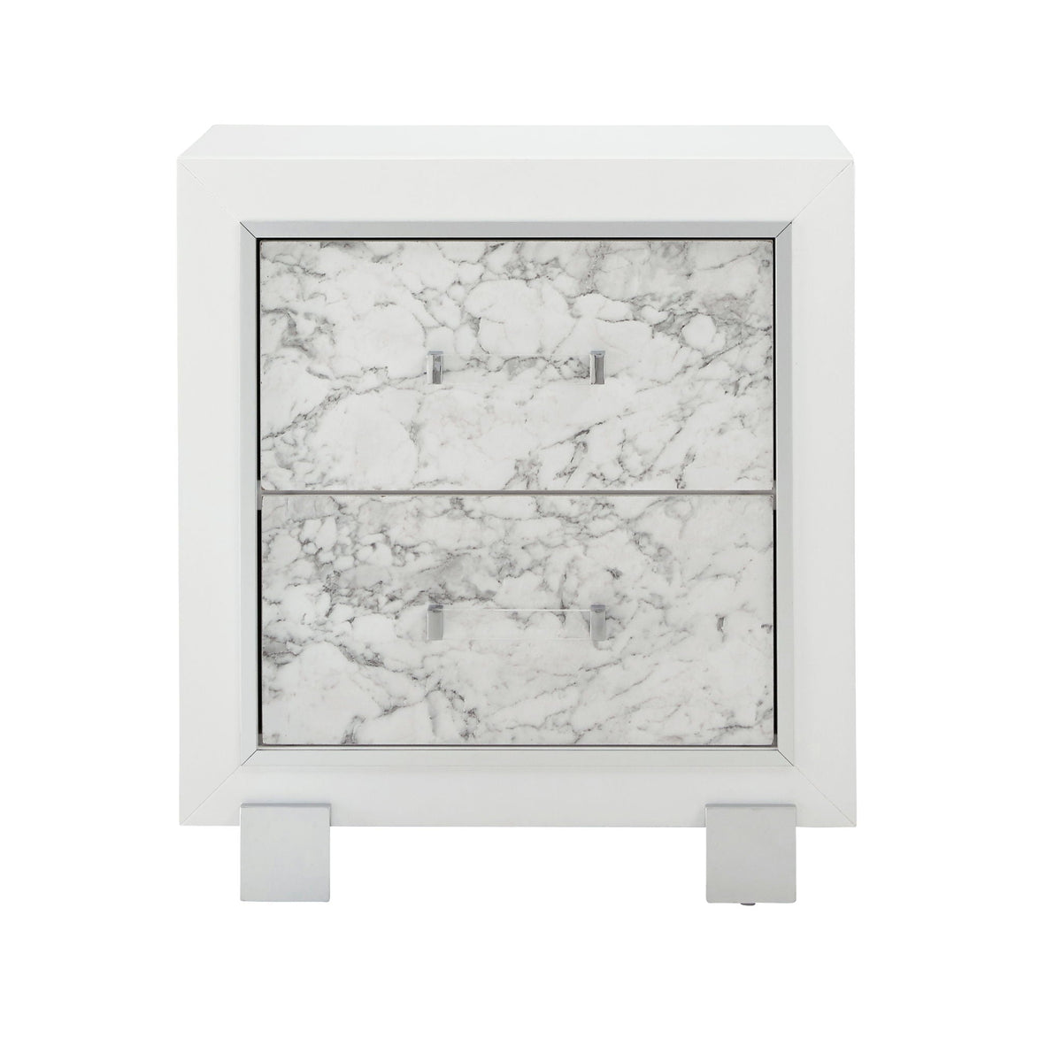 Skye - Marble Nightstand - White
