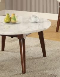 Gasha - Coffee Table - White Marble / Walnut