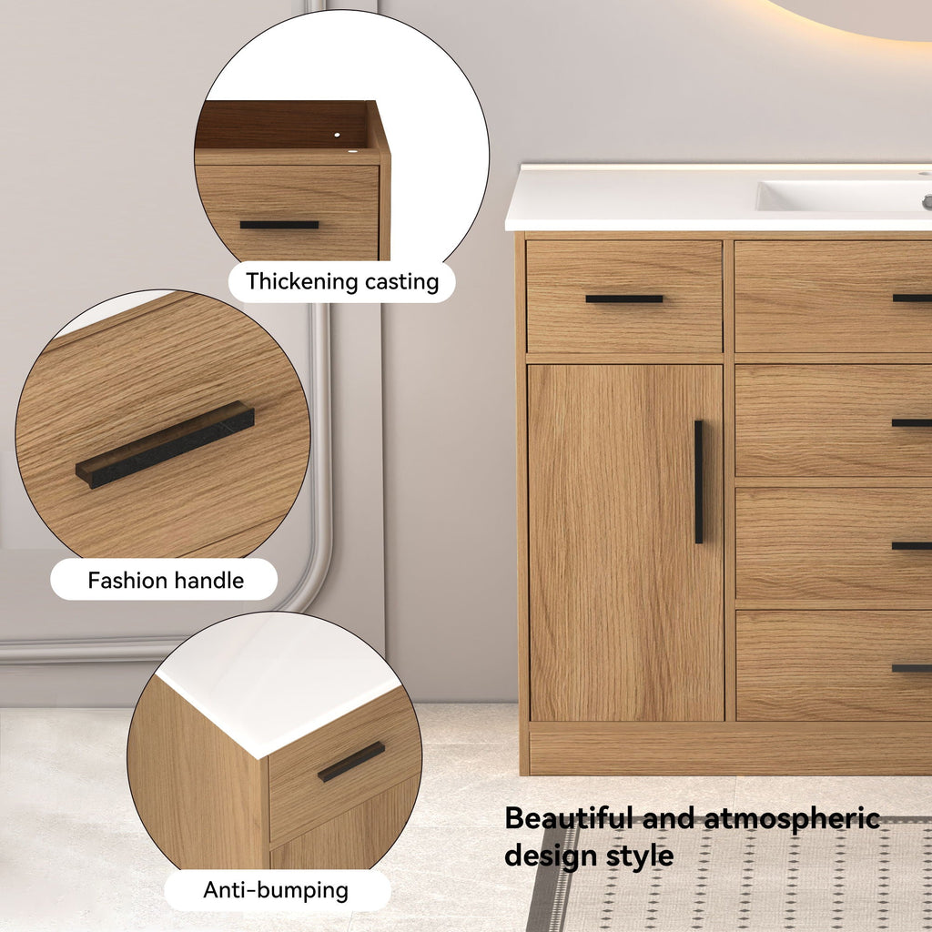 Bathroom Vanity With Abundant Storage 2 Soft Close Doors And 6 Drawers