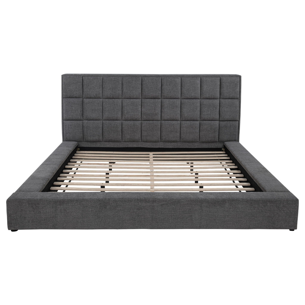 Dreux Upholstered Eastern King Panel Platform Bed Grey