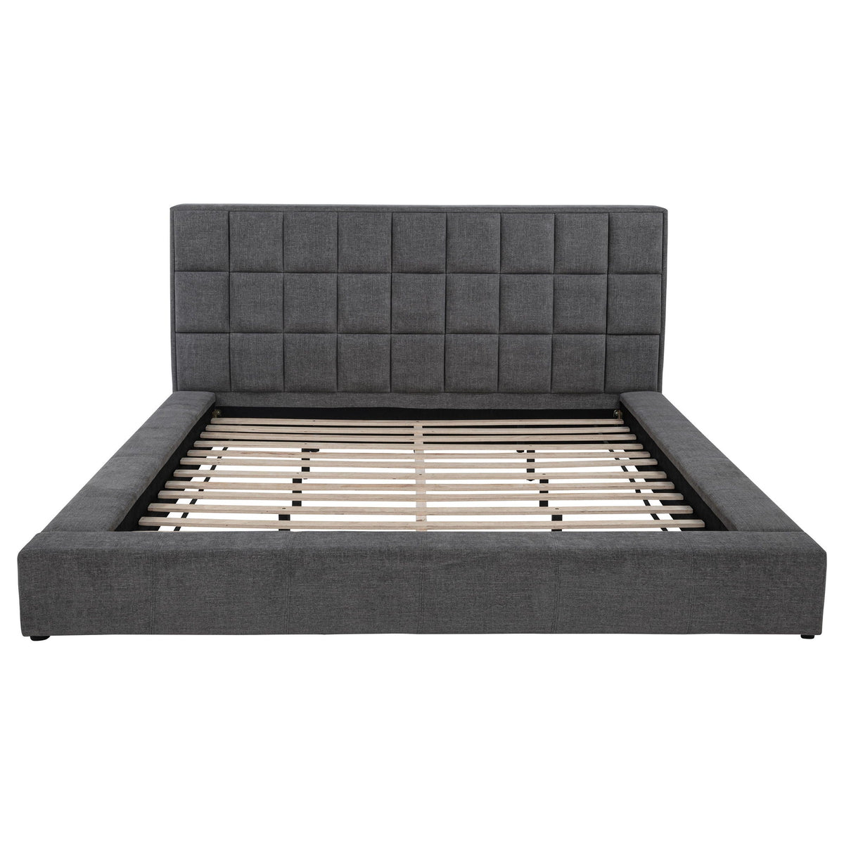 Dreux Upholstered Eastern King Panel Platform Bed Grey