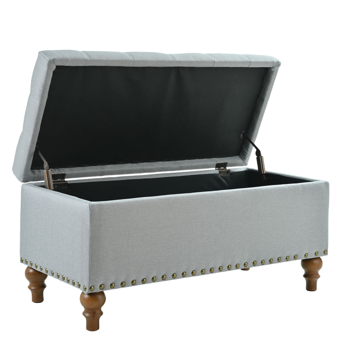 Upholstered Ottoman With Storage And Rivet Trim