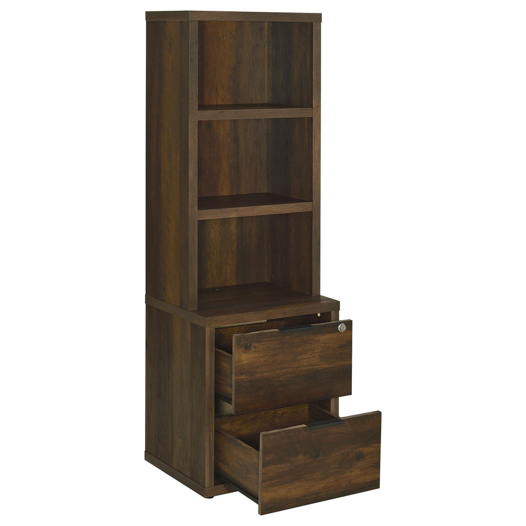 Westpark 3-shelf Bookcase USB and Lockable Drawer Dark Pine