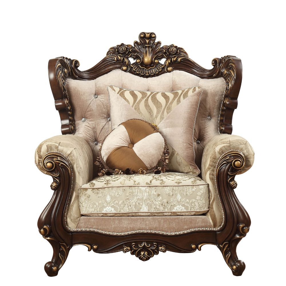 Shalisa - Chair With 2 Pillows (Same Lv01587) - Fabric & Walnut