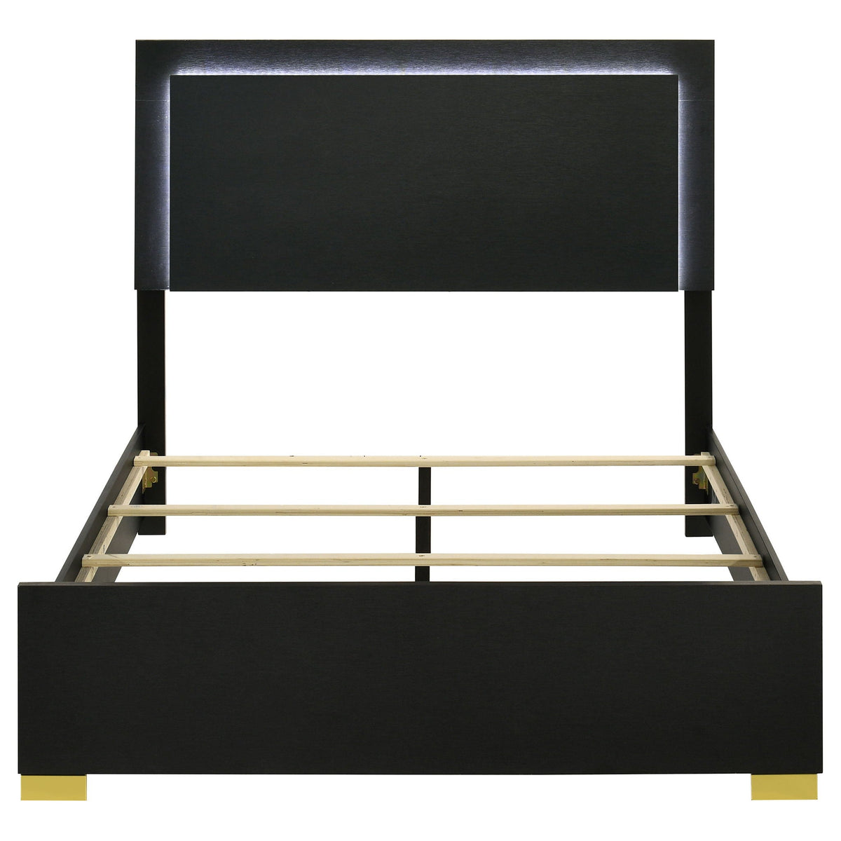 Marceline Wood Queen LED Panel Bed Black