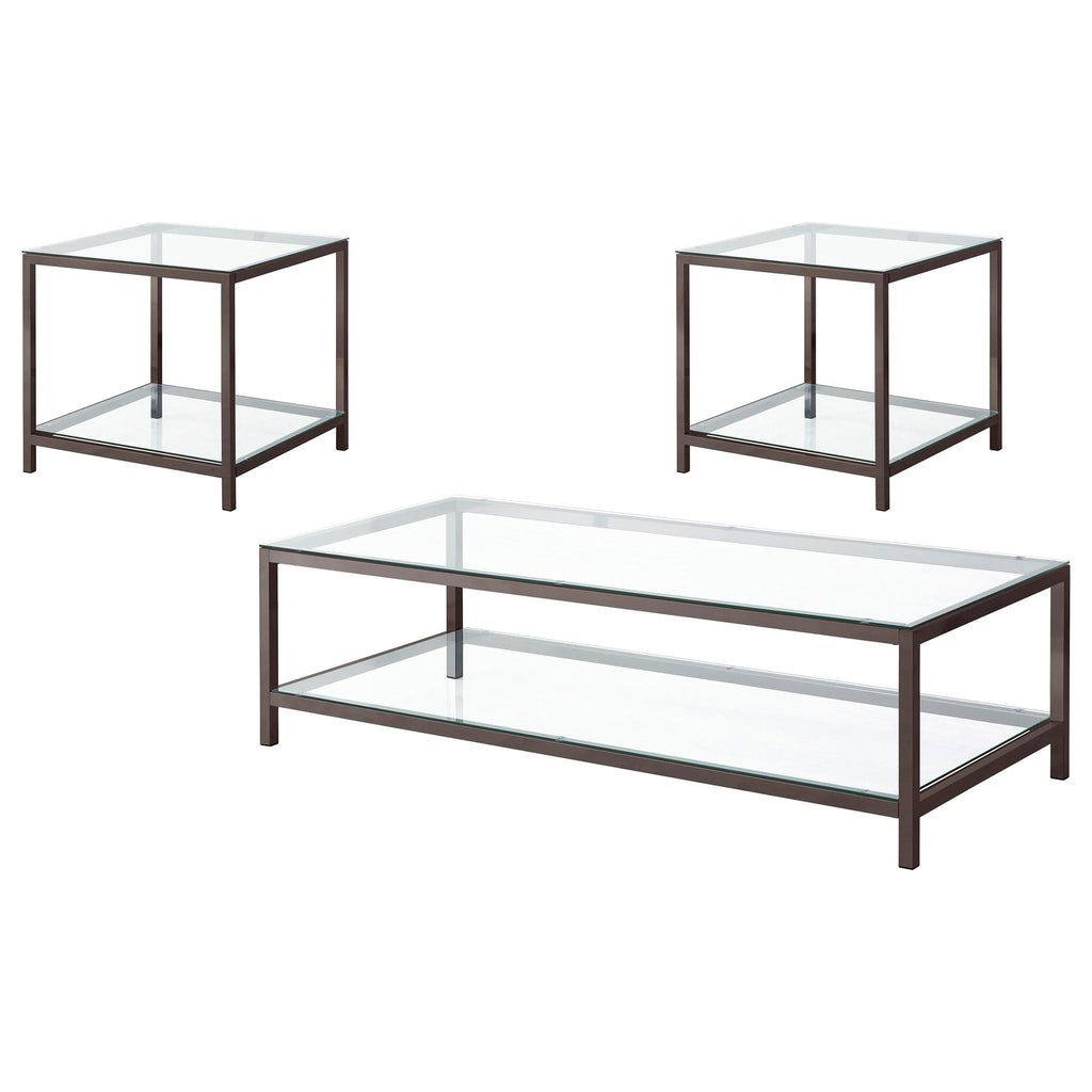 Trini 3-piece Coffee and End Table Set Black Nickel