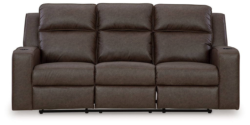 Lavenhorne - Reclining Sofa With Drop Down Table - Umber