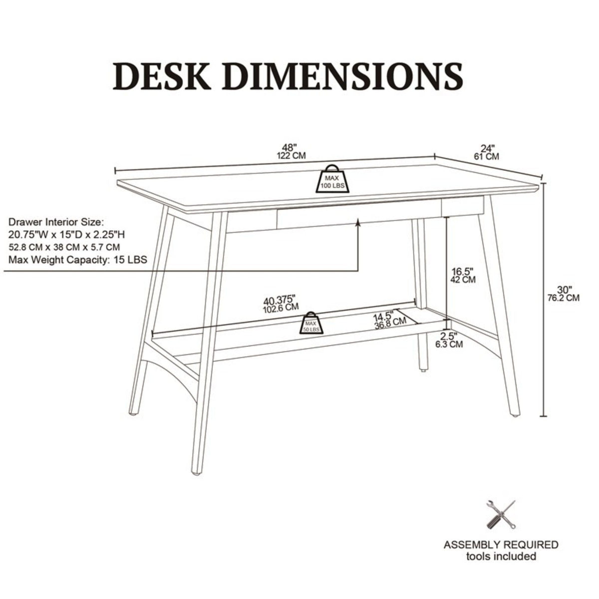 Parker - Desk With Storage Shelf - Off White / Pecan