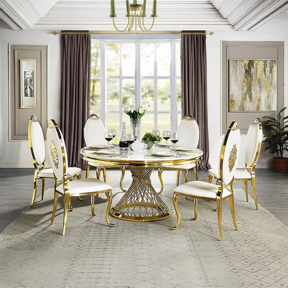 Fallon - Side Chair (Set of 2) - White Velvet & Mirrored Gold