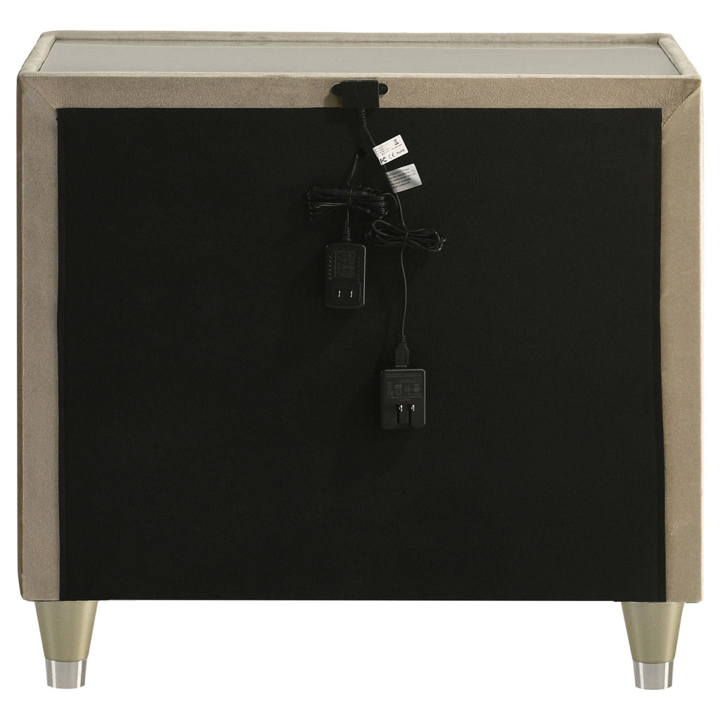 Lorient 2-drawer LED Nightstand with USB Ivory and Camel