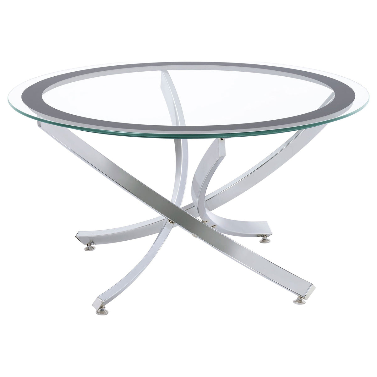 Brooke Round Glass Top Coffee Table Metal Base Chrome