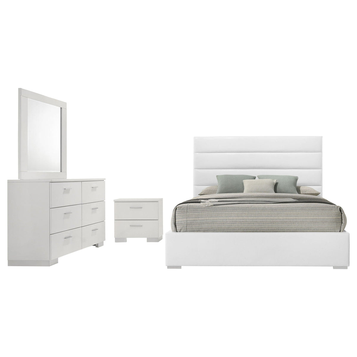 Felicity 4-piece Queen Bedroom Set White High Gloss