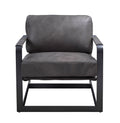 Locnos - Accent Chair - Gray Top Grain Leather & Black