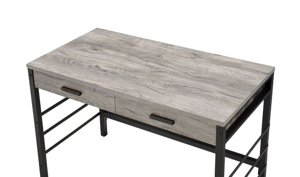 Disho - Writing Desk With USB - Light Weathered Oak & Black