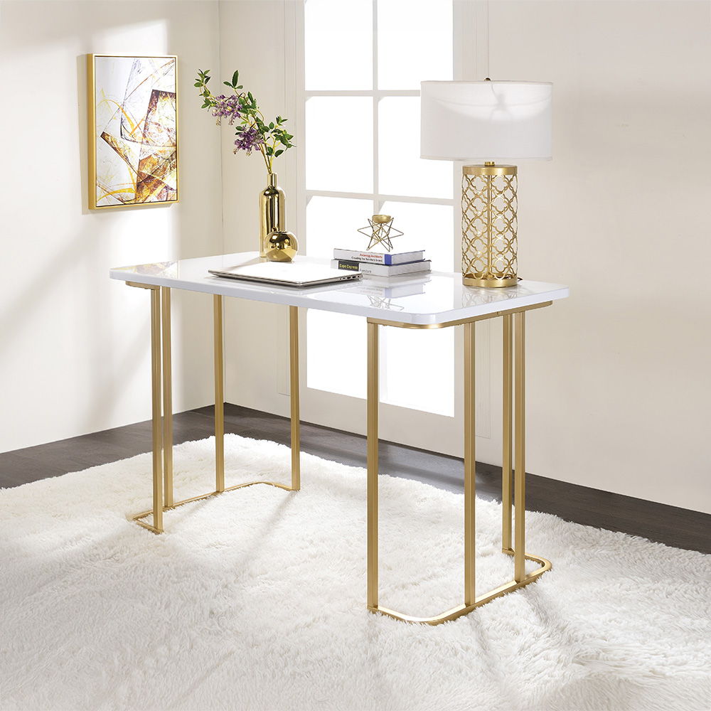Estie - Writing Desk (Same Ac00902) - White & Gold