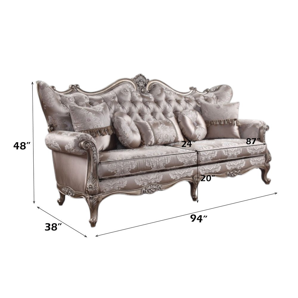 Jayceon - Sofa With 5 Pillows - Fabric & Champagne