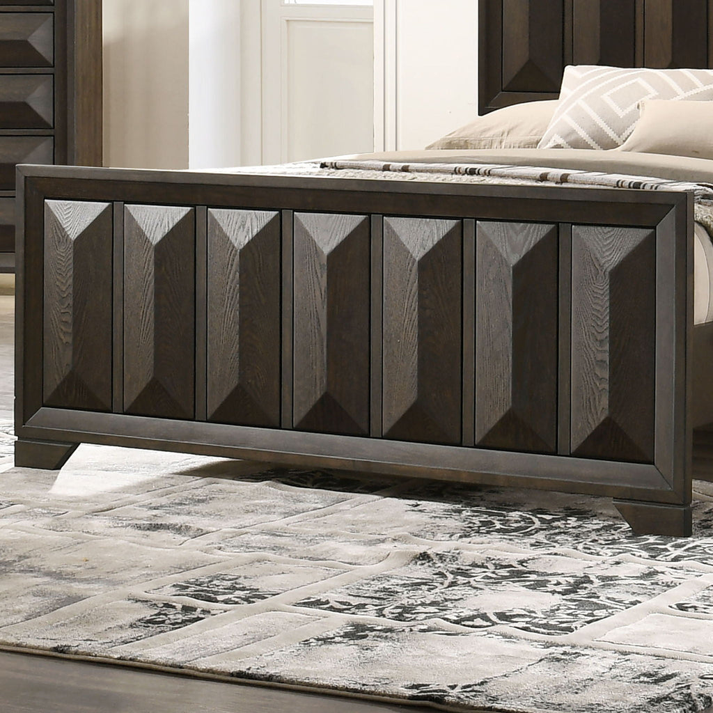 Modern Bed Panel Headboard With Vertical Faceted Design