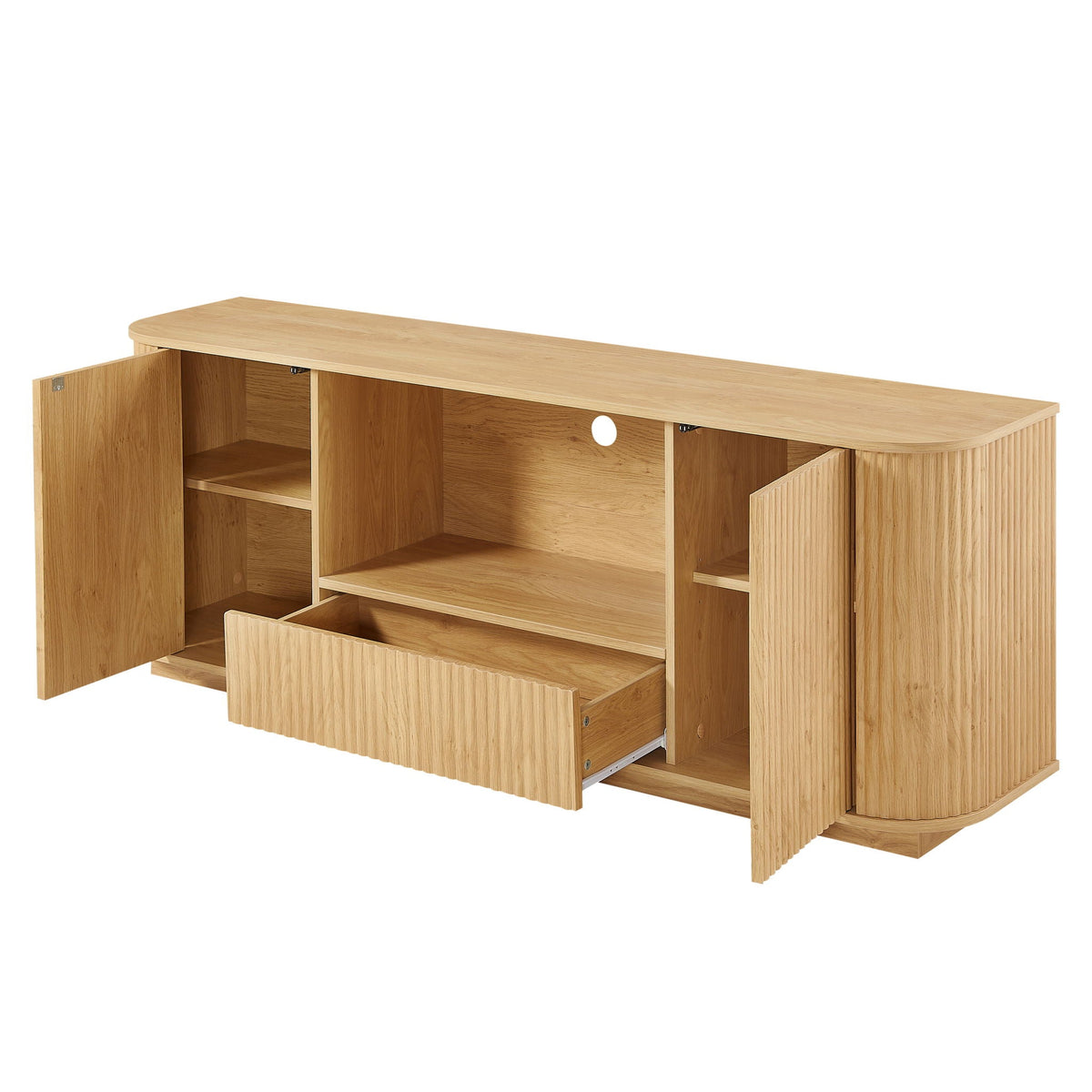 Modern Wavy TV Stand Rounded Sideboard With Storage Cabinet