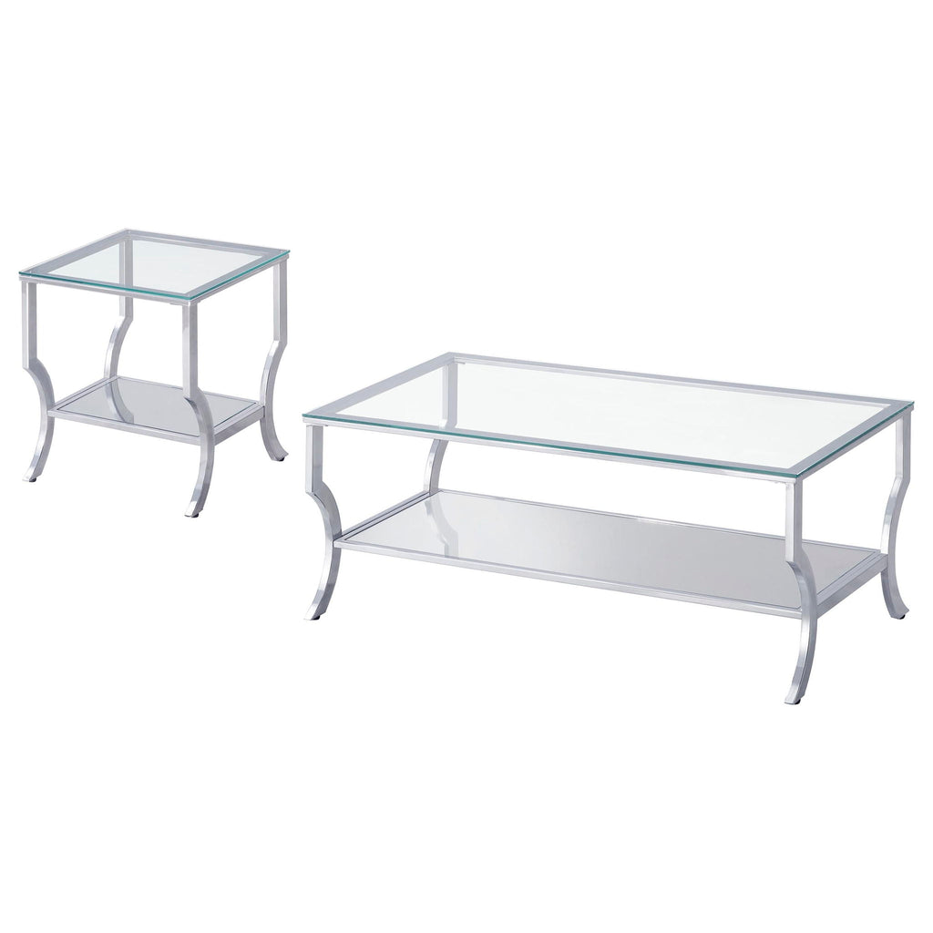 Saide 2-piece Glass Top Coffee and End Table Set Chrome