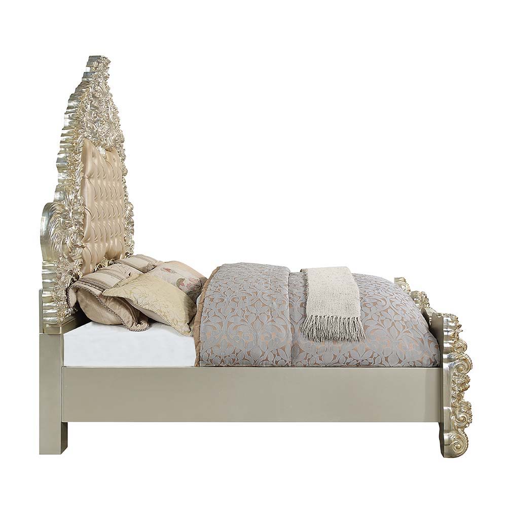 Sorina - Eastern King Bed - Synthetic Leather & Antique Gold