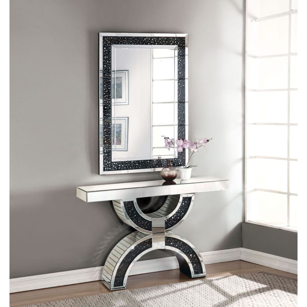 Nysa - Console Table With Faux Crystals - Mirrored