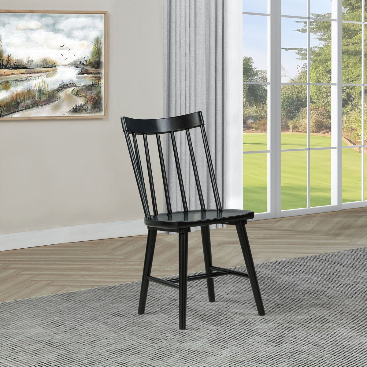 Middleton Solid Wood Dining Side Chair Black (Set of 2)