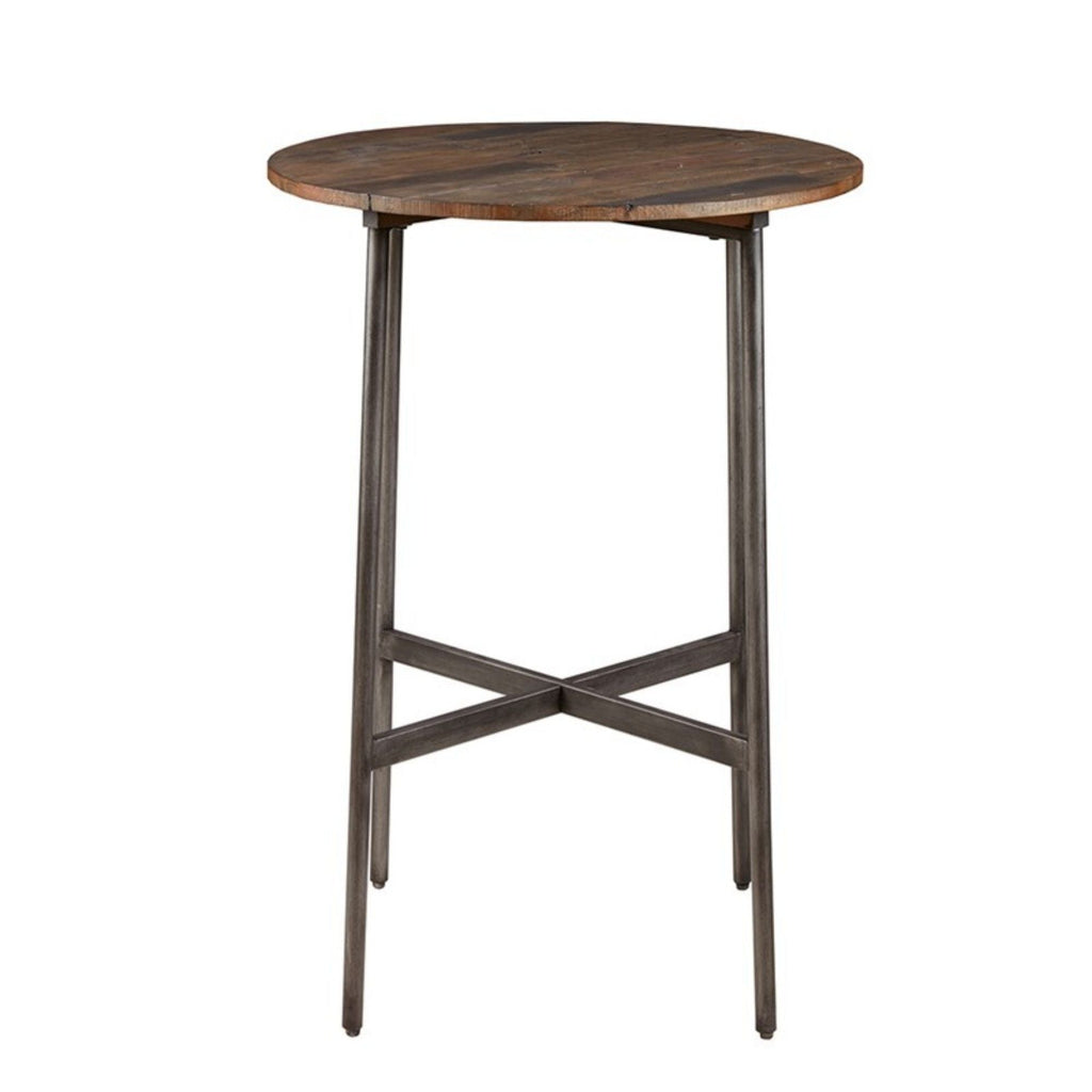 Renu - Round Bar Table With Industrial Charm - Light Brown