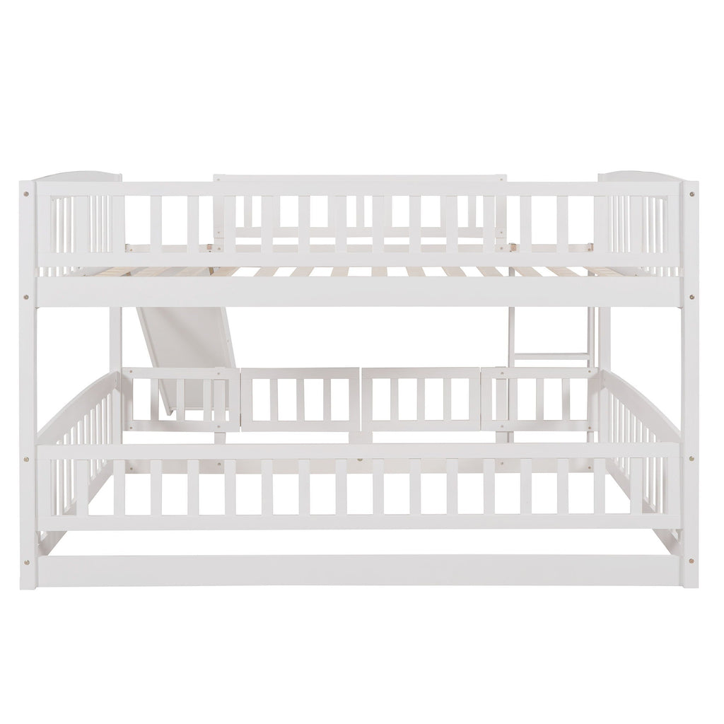 Low Bunk Bed With Slide, Fence And Ladder