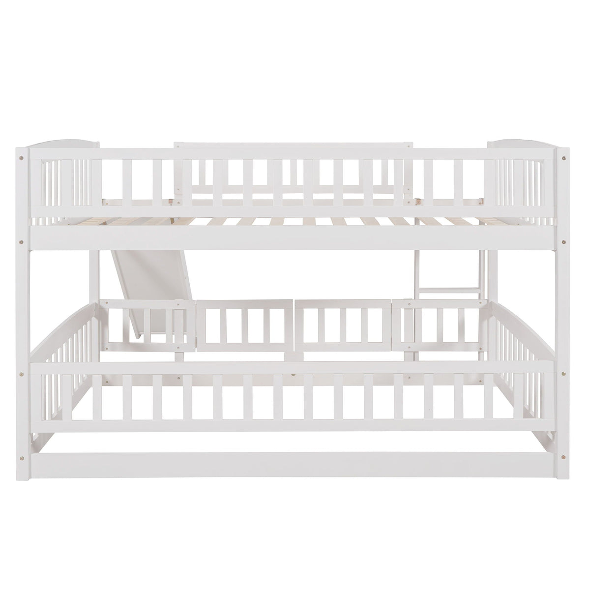 Low Bunk Bed With Slide, Fence And Ladder