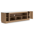 Camdill - XL TV Stand With Fireplace Option - Light Brown