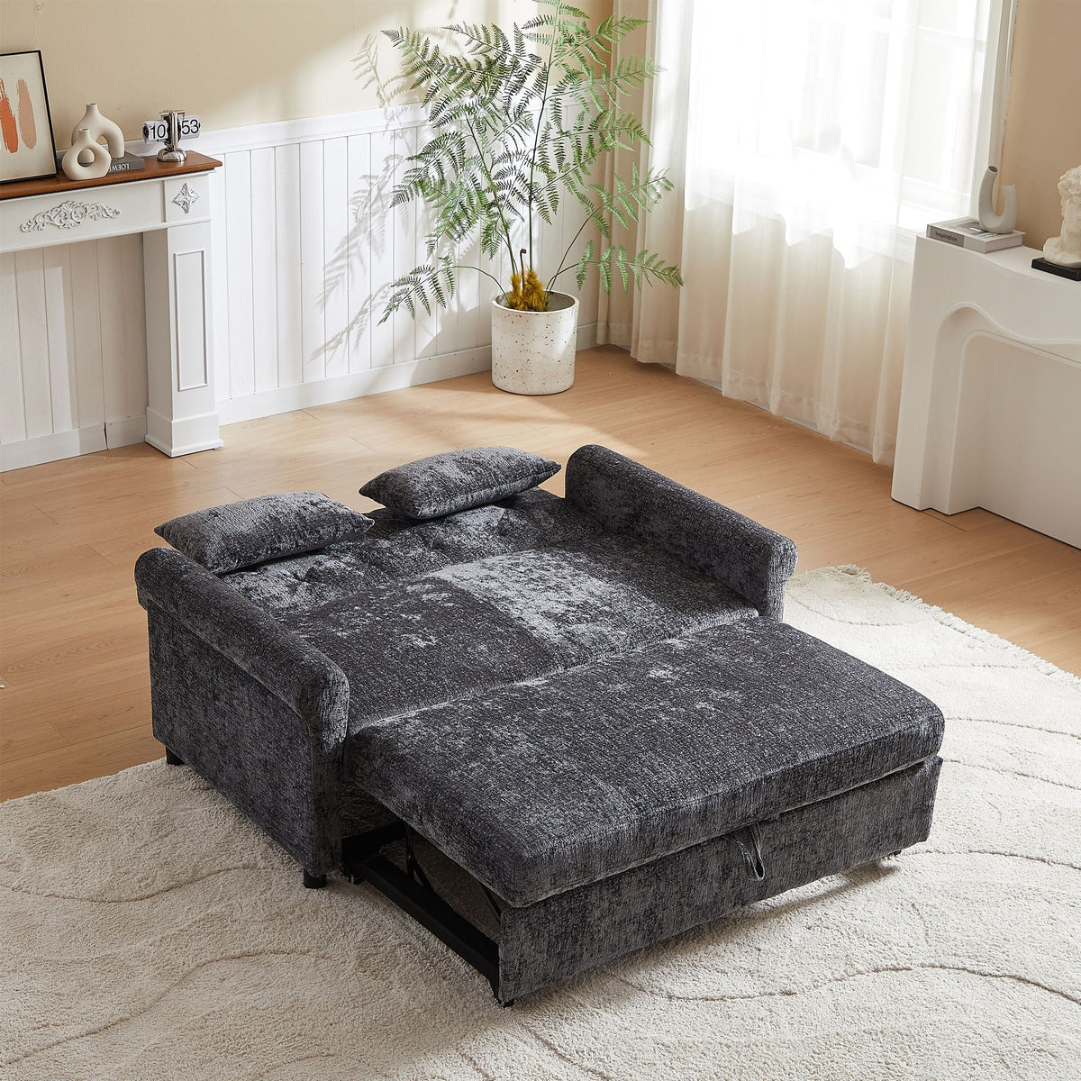 Loveseat Sofa Bed, Pull - Out Couch Sleeper & 2 Pillows