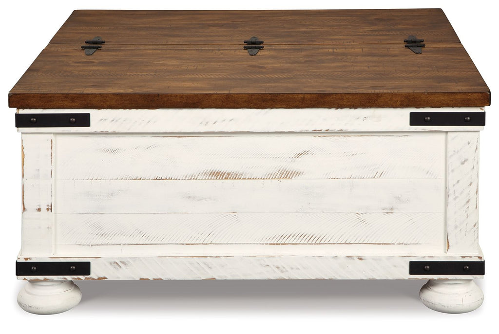Wystfield - Cocktail Table with Storage - White / Brown