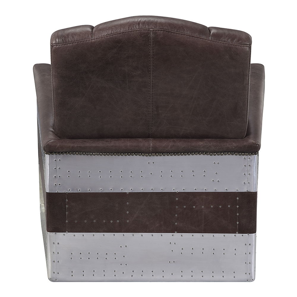 Brancaster - Accent Chair - Retro Brown Top Grain Leather & Aluminum