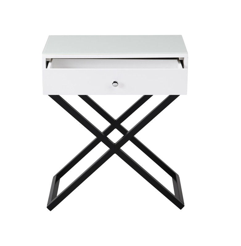 Koda - End Side Table Nightstand, Drawer And Cross Base