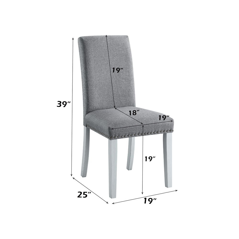 Lanton - Side Chair (Set of 2) - Gray Linen & Antique White